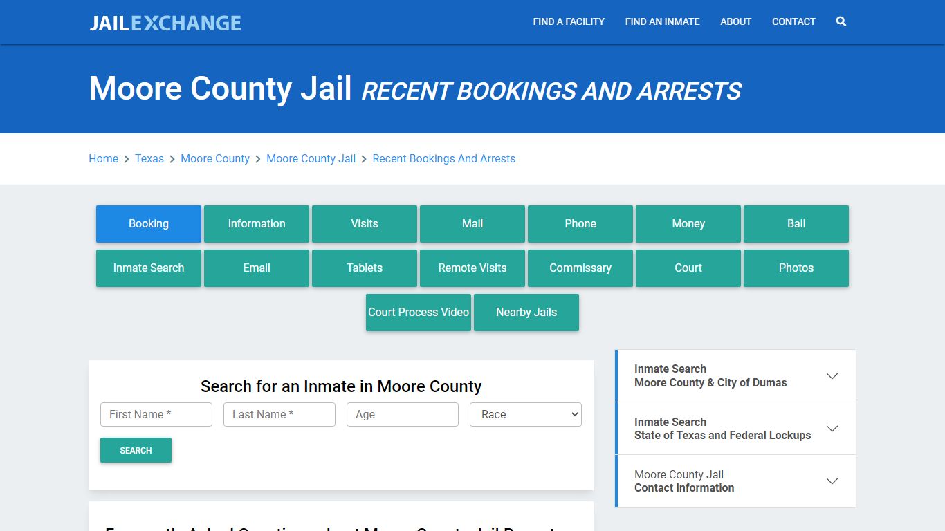 Moore County Jail & Sheriff Recent Bookings And Arrests - Jail Exchange